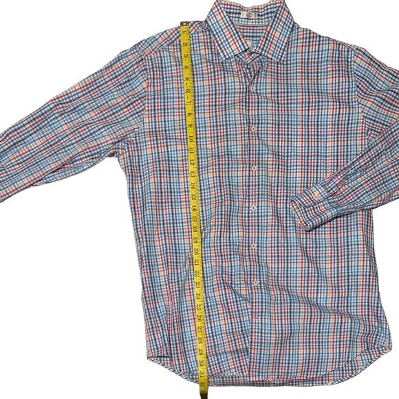 Men's PETER MILLAR Size L Plaid Button Down Shirt Checked Colorful 100% Cotton - Picture 8 of 11